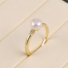 Natural Freshwater Pearl Ring for Women - Zinc Alloy