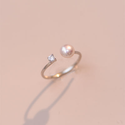 S925 Sterling Silver Adjustable Four-Claw Pearl Ring