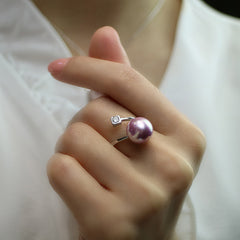 18K Gold Plated Freshwater Pearl Ring with Purple Pearl