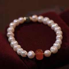 Natural Freshwater Pearl Bracelet with Pumpkin Charm