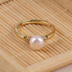 Natural Freshwater Pearl Ring for Women - Zinc Alloy