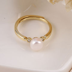 Natural Freshwater Pearl Ring for Women - Zinc Alloy