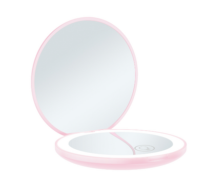Portable LED Makeup Mirror with 2x Magnification