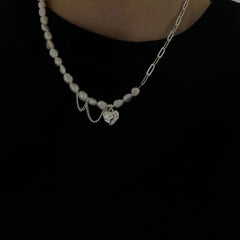 S925 Sterling Silver Women's Love Baroque Pearl Necklace