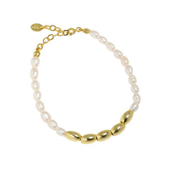 S925 Sterling Silver Bracelet with Pearl Rice Design