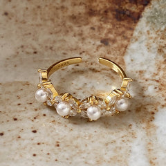 925 Sterling Silver Pearl Flower Ring - Europe & America