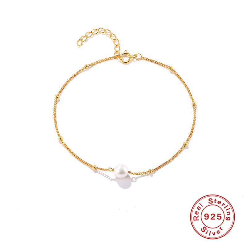 Light Luxury Sterling Silver K Gold-plated Pearl Bracelet