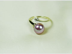 18K Gold Plated Freshwater Pearl Ring with Purple Pearl