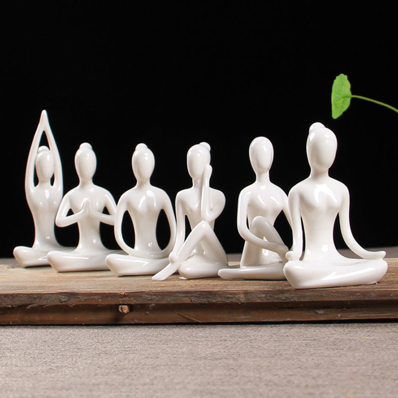 Serenity Yoga Girl Figurine – Zen-Inspired Ceramic Décor