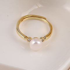 Natural Freshwater Pearl Ring for Women - Zinc Alloy