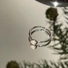 Retro Freshwater Pearl Irregular Metal Ring for Women