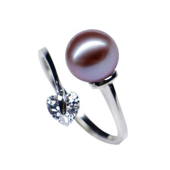 18K Gold Plated Freshwater Pearl Ring with Purple Pearl