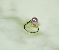 18K Gold Plated Freshwater Pearl Ring with Purple Pearl