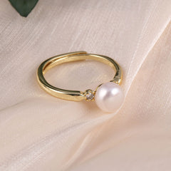 Natural Freshwater Pearl Ring for Women - Zinc Alloy