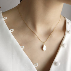 925 Sterling Silver Baroque Pearl Pendant Necklace