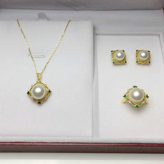 Freshwater Pearl Necklace Set with Silver Chain