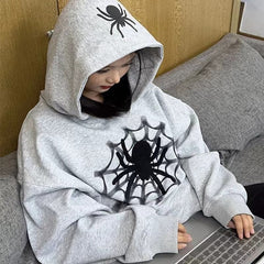 Retro American Spider Letter Hooded Sweater