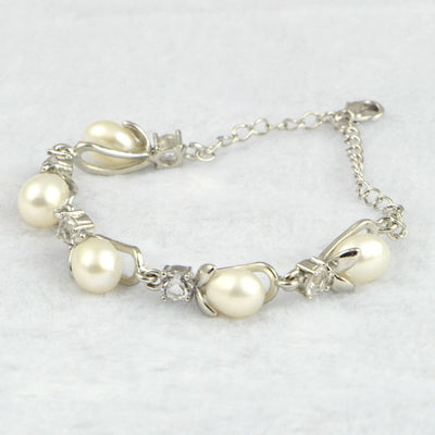 Freshwater Pearl Bracelet with White Gold Coating
