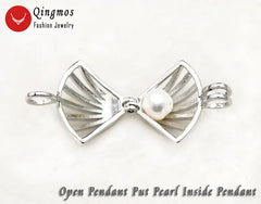 Qingmos Wish Pearl Box 20mm Shell Pendant Necklace for Women With Oyster Love Pearl Holder 17" Chain Chokers Gift Box who3647