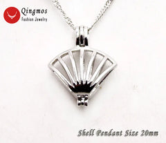 Qingmos Wish Pearl Box 20mm Shell Pendant Necklace for Women With Oyster Love Pearl Holder 17" Chain Chokers Gift Box who3647