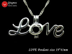Wish Pearl LOVE Pendant Gift Set – Freshwater Pearl Reveal Necklace (19×41mm)