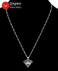 Qingmos Wish Pearl Box 20mm Shell Pendant Necklace for Women With Oyster Love Pearl Holder 17" Chain Chokers Gift Box who3647