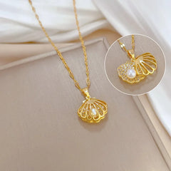 Classic Heart Snake Chain Necklace – Stainless Steel with Zircon Accent