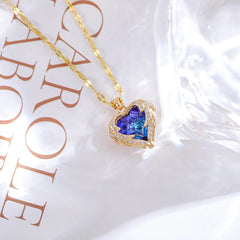Classic Heart Snake Chain Necklace – Stainless Steel with Zircon Accent