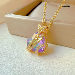 Classic Heart Snake Chain Necklace – Stainless Steel with Zircon Accent