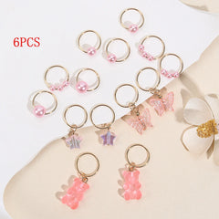 14‑Piece Girls Pink Pearl Star & Butterfly Elastic Hair Band Set