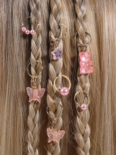 14‑Piece Girls Pink Pearl Star & Butterfly Elastic Hair Band Set