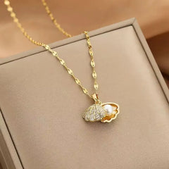 Classic Heart Snake Chain Necklace – Stainless Steel with Zircon Accent