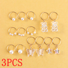 14‑Piece Girls Pink Pearl Star & Butterfly Elastic Hair Band Set