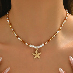 Romantic Lock Pendant Choker – Bohemian Beaded Necklace