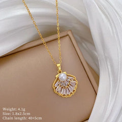 Classic Heart Snake Chain Necklace – Stainless Steel with Zircon Accent