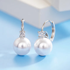 Trendy Geometric Drop Earrings with Simulated Pearl & Cubic Zirconia – Copper Alloy