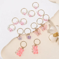 14‑Piece Girls Pink Pearl Star & Butterfly Elastic Hair Band Set