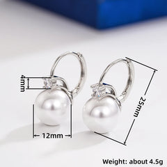 Trendy Geometric Drop Earrings with Simulated Pearl & Cubic Zirconia – Copper Alloy