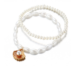 Minimalist Pearl Shell Pendant Anklet - Vintage Style