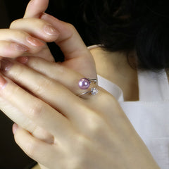 18K Gold Plated Freshwater Pearl Ring with Purple Pearl