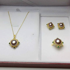 Freshwater Pearl Necklace Set with Silver Chain