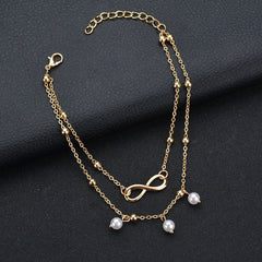 Fashion Vintage Artificial Pearl 8-Shape Anklet Bracelet