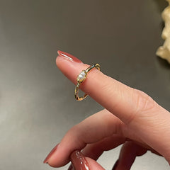 Retro Freshwater Pearl Irregular Metal Ring for Women