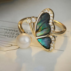 Butterfly Adjustable Freshwater Pearl Ring for Women