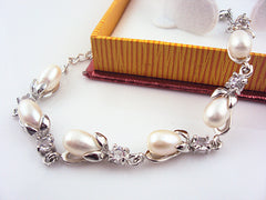 Freshwater Pearl Bracelet with White Gold Coating