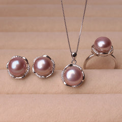 Natural Freshwater Pearl Jewelry Set in Silver