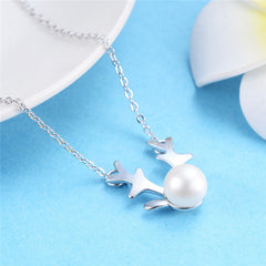 Minimalist Animal Pendant with Freshwater Pearl Necklace