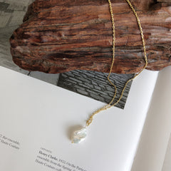 925 Sterling Silver Baroque Pearl Pendant Necklace